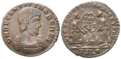 Decentius Caesar (351–353), Nummus in bronzo, Londinium, busto corazzato